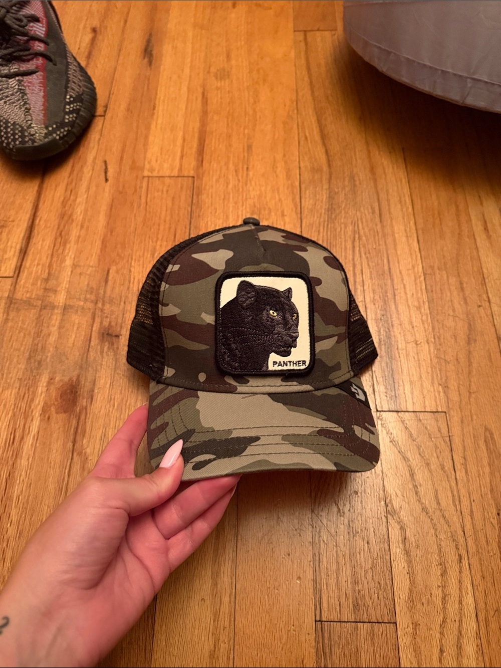 Panther Patch Camo Trucker Hat - Green Camo
